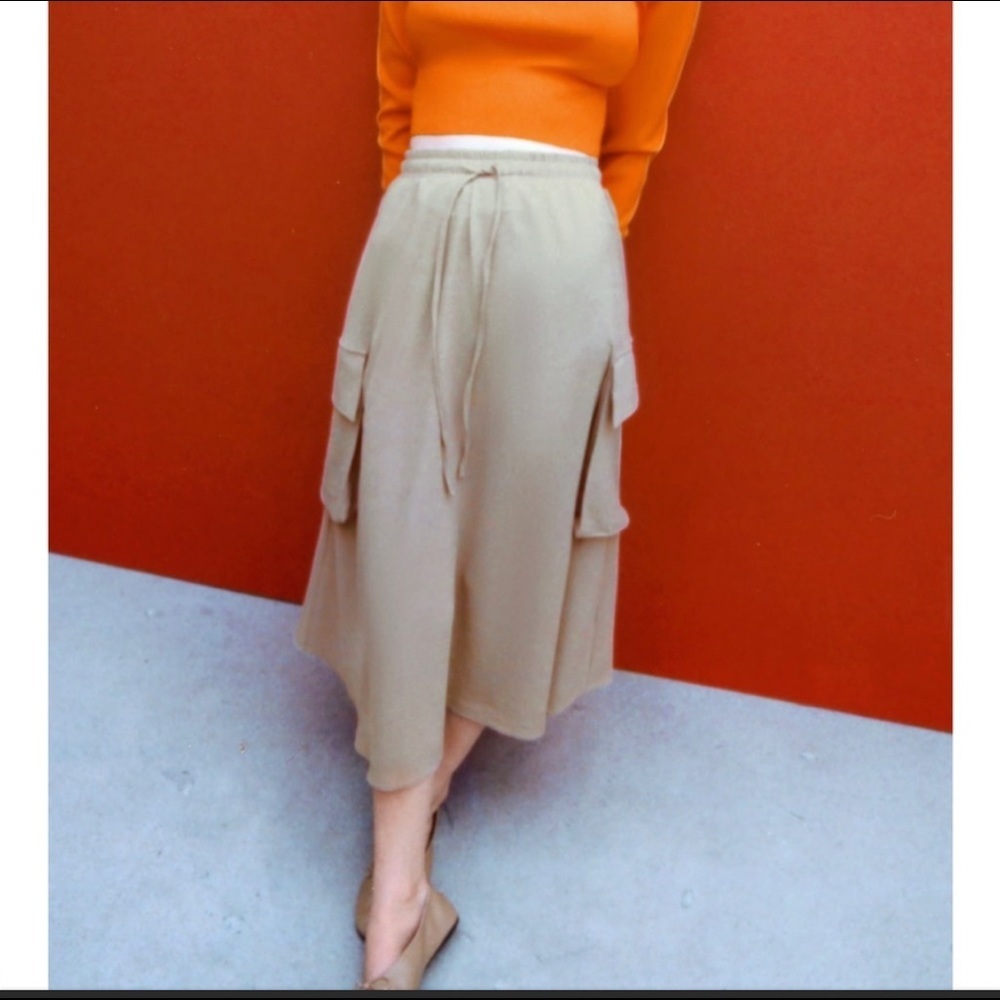 Tan super soft drawstring Zara Cargo skirt - Picture 4 of 4